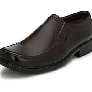 AZZARO BLACK Men's Synthetic Leather Comfortable Slip-On Formal Shoes for Man Business Daily Use Brown