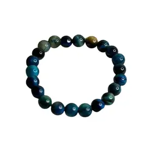 Blue Tiger Eye Beaded Bracelet, 8mm Beads, for Men and Women