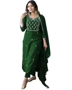 cozykind Women’s Black Rayon Sub Kurta Bottomwear Set with Rayon Dupatta | Elegant Ethnic Kurta Pant Dupatta Set for Ladies
