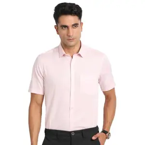 Turtle Men 100% Cotton Pink Self Design Regular Fit Formal Shirt