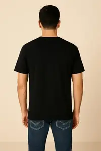 Mahakal Printed Cotton T-Shirt, Round Neck, Half Sleeve, Black, 180 GSM, Biowash (in, Alpha, S, Regular)