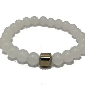 Selenite with Pyrite cube block Bracelet Crystal Stone Essential Bracelet Round Shape for Reiki Healing and Crystal