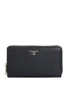 Da Milano Flap Leather Wallet for Women - Black