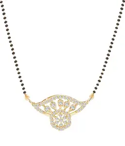 MEENAZ American Diamond Mangalsutra for women stylish Peacock vati wati 1gm gold mangal sutra short AD CZ Pendant Necklace design jewellery for women nallapusalu one gram 18 inch black beads chain -80