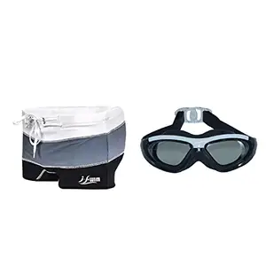 I-SWIM MENS COSTUME IS-007 WHITE/GREY SIZE 3XL WITH GOGGLES SILICONE IS-SG LARGE WITH BOX WHITE