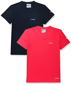 Charged Endure-003 Chameleon Spandex Knit Round Neck Sports T-Shirt Navy Size Small And Charged Pulse-006 Checker Knitt Round Neck Sports T-Shirt Red Size Small
