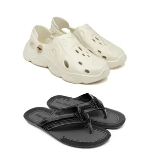 ASIAN Men's Combo Of 2 Casual Flip-Flops For Daily Used with Lightweight Chappal's For Men's & Boy's