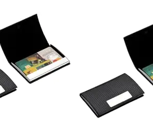Tresiba Card Holder Credit Card Package Card Holder Business Card Case Black Leather Visiting (D_89310_Black_Pack of 2)