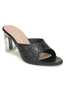 Shezone Women's Black Color Heels (SBD_7035_Black_36)