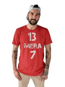 Bag It Deals Tera Mera Sath - Red - Clothes for Bollywood Lovers Red Round Neck Cotton Half Sleeved T-Shirt with Printed Graphics
