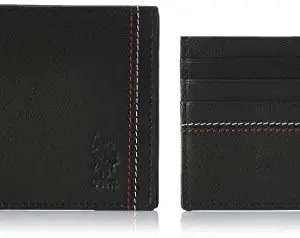 US Polo Association Black Leather Men's Wallet and Card Case (USAW0058) (Pack of 2)