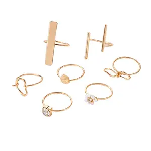 Jewels Galaxy Jewellery For Women Gold Plated Contemporary Stackable Rings Set of 7 (JG-PC-RNGT-2717)