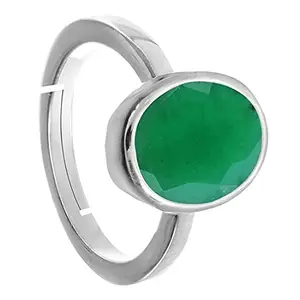 LMDLACHAMA Certified Emerald Panna 5.25 Ratti Adjustable Sterling Silver Ring for Astrological Purpose Men & Women By Lab - Certified