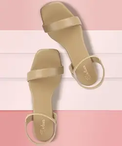 Picktoes PT-GD602 Women's Cream Synthetic Leather Casual Heel Sandal