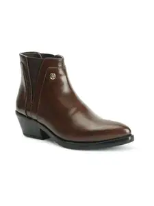 Elle Women's Fashionable Slip-On Boots Colour-Brown, Size-UK 6