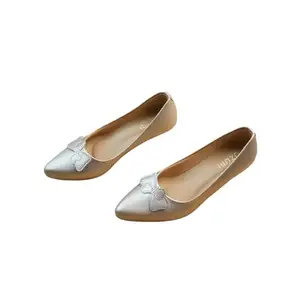 OZURI Silver Embellished Pointed-Toe Kitten Heel Sandal for Women Pumps | Slip-On Closed Back Shoes for Casual Wear. (Size-41)