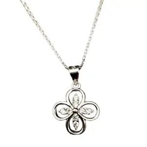 THE VELVET BOX Elegant Silver Floral Locket Pendant for Women