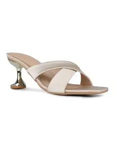 Inc.5 Womens Beige Party Wear Solid Square Heels