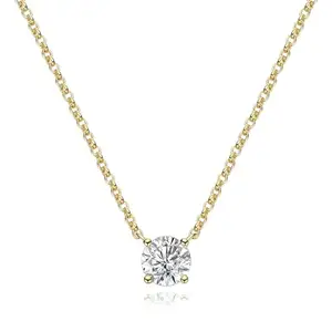 Bling Queen Women's Silver Plated Zirconia Pendant Necklace With Cable Chain, Single Stone Pendant Necklace, Cubic Zirconia Pendant Necklace, Stylish Chain Necklace, Special Gifts, O Chain Necklace