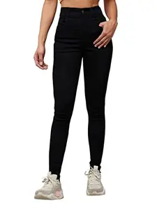 Dolce Crudo Women's Slim Fit Regular Length High Rise Denim Jeans (DOSS19DEN08-23-330-36, Ebony Black, 36)