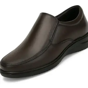 Kraasa ZOVO Premium Vegan Leather Men's Formal Shoe | Slip On Shoes | Soft Cushioned Insole |Arch Support, Business Casual, Office Wear Shoes Brown UK 10