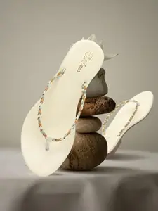 Picktoes PT-425 Women's Cream Synthetic Leather Casual Flat Sandal