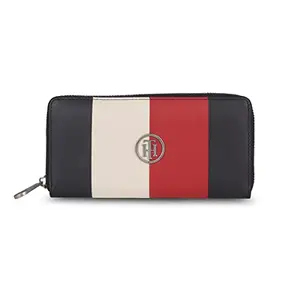 Tommy Hilfiger Amari Leather Zip Around Wallet Handbag for Women - Navy, 12 Card Slots