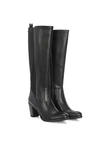 Delize Women Black mid heel knee high western boots 67322-38