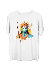 Wear Your Opinion Men's S to 5XL Premium Combed Cotton Printed Half Sleeve T-Shirt (Design: Ram Dhanush,White,XXXX-Large)