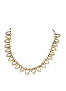 vosgi Antique Designer Gold Necklace with Floral Drop Motifs