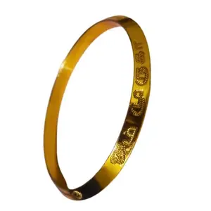 LEORA Om Muruga Kada-Bracelet-Kappu for Boys/Men | Trendy And Stylish Stainless Steel Kada for Gifting (Yellow)