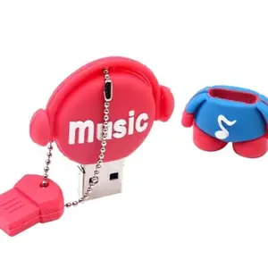 CleverlyGifted® Cute Music Note USB Flash Drive, 2.0 Interface, Pink and Blue Soft Shell Design with Ball Chain, Upto 10Mbps, Grade A Chip (8, GB)