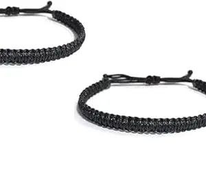 JEWEL PITARA HANDMADE Evil Eye NAZAR DHAGA BRACELET ADJUSTABLE BRACELET FRIENDSHIP BAND FOR WOMEN MEN Nazar Bracelets (Pack of 2)(Black)