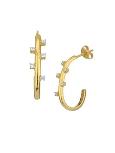 Carlton London 18kt Gold Plated with CZ Half Hoop Earring
