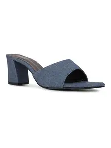 Inc.5 Womens Navy Party Wear Solid Square Toe Block Heel Sandals