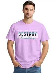 ENCIGER Men’s Printed Cotton T-Shirt | Graphic Casual Tee Round Neck Half Sleeve | Trendy Regular Fit Summer Wear