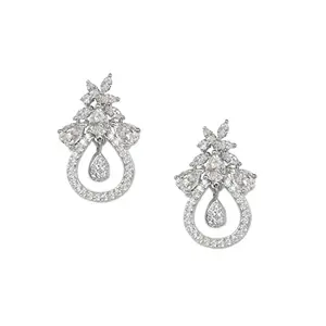 Accessher Delicate Silver Plated American Diamond Stud Earrings
