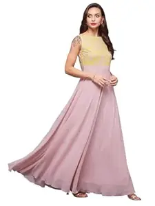 Miss Chase Women's Round Neck Sleeveless Floral Lace Fit & Flare Maxi Dress