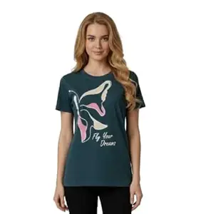 BILBURY Women’s Chest Print Top T-Shirts | Regular Fit Cotton Blend Summer Wear | Trendy Casual Printed Tops for Women