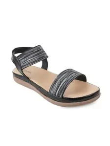 scentra fashion Women's Fashionable Ankle Strap Flat Sandals – Stylish, Comfortable, and Perfect for Daily, Work, and Casual Wear (Black, UK Footwear Size System, Adult, Women, Numeric, Medium, 3)