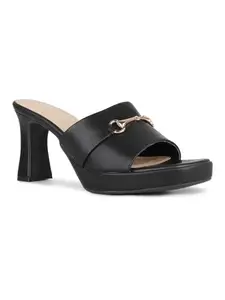 Inc.5 Women Black Party Wear Solid Round Toe Block Heel Sandals