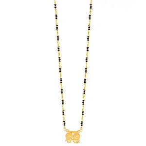 MEENAZ 2 Vati Wati Mangalsutra For Women Girls Temple South Indian Traditional 1 Gram Gold Stylish Maharashtrian Long Double Chain Double Mangal sutra Pendant Tanmaniya Black Nallapusalu Chains -714