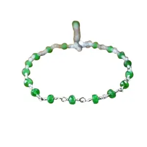 LKBEADS Silver Plated Bracelet with Green Smooth Tsavorite Garnet Beads – Rondelle 3mm – 7 inch Adjustable – For Men & Women|LK_STACK_06461