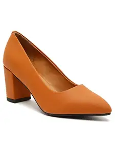 Bruno Manetti Women's Camel Slip-On Pointed Toe Back Close Comfort Heels