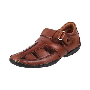 Metro Mens Leather Tan Sandals (Size (9 UK (43 EU))