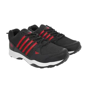 BLACKTOWN Men's Mesh Running Shoes | EVA Sole | Perfect for Gym, Running & Outdoor Activities | Black Red, Size: 6