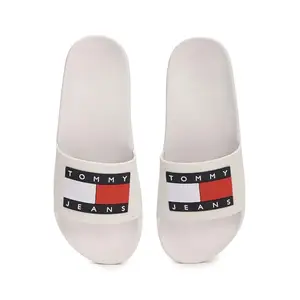 Tommy Hilfiger Thermoplastic Elastomer Solid White Women Flat Slides (F23HWFW009) Size- 36