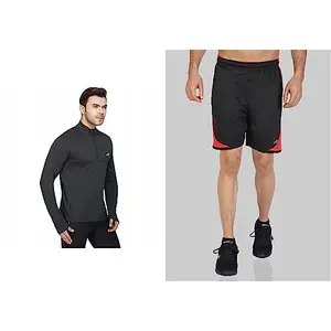 Vector X Thrill-X Men's Polo Neck T-Shirt & Vector X OMS-120 Men's Shorts (Black)