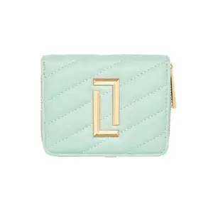 Lavie Zipper Diagonal PU Women's Casual Wear Wallet (Green, Small)