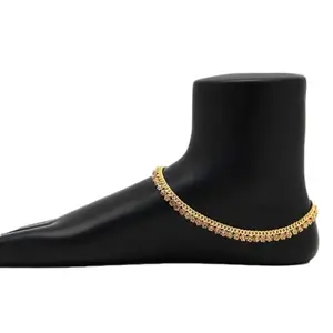 Women's Gold Color Rhinestone Anklets-PID46442